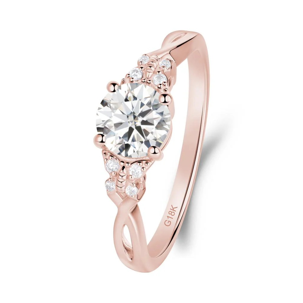 Twist Band Moissanite Ring with Butterfly Accent - Image 3