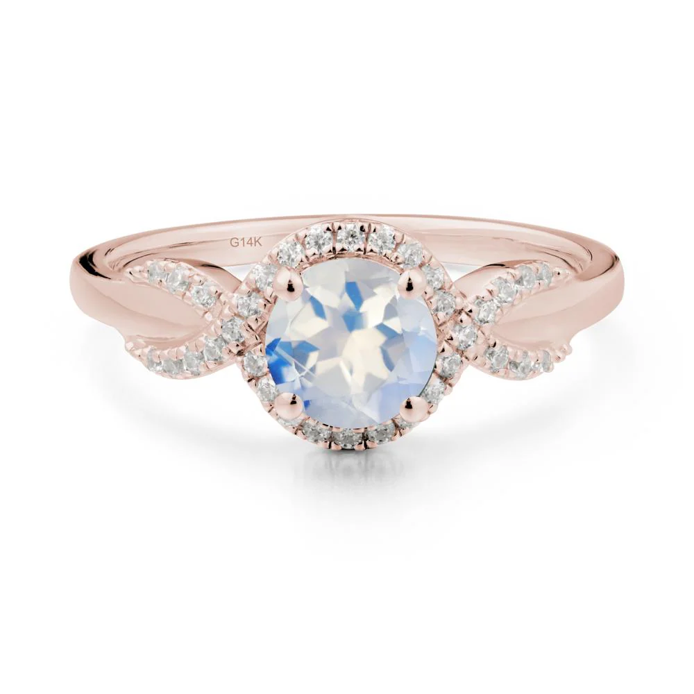 Twist Band Moonstone Halo Ring - Image 2