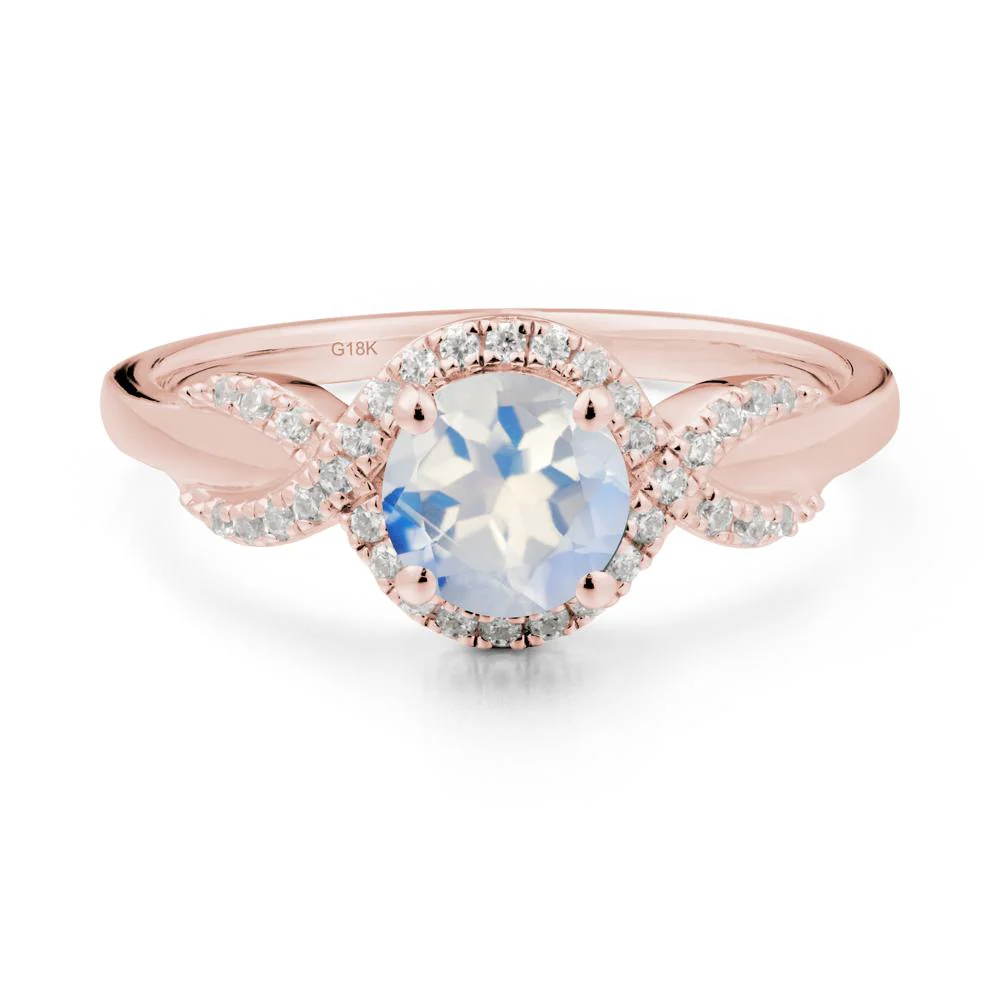 Twist Band Moonstone Halo Ring - Image 4