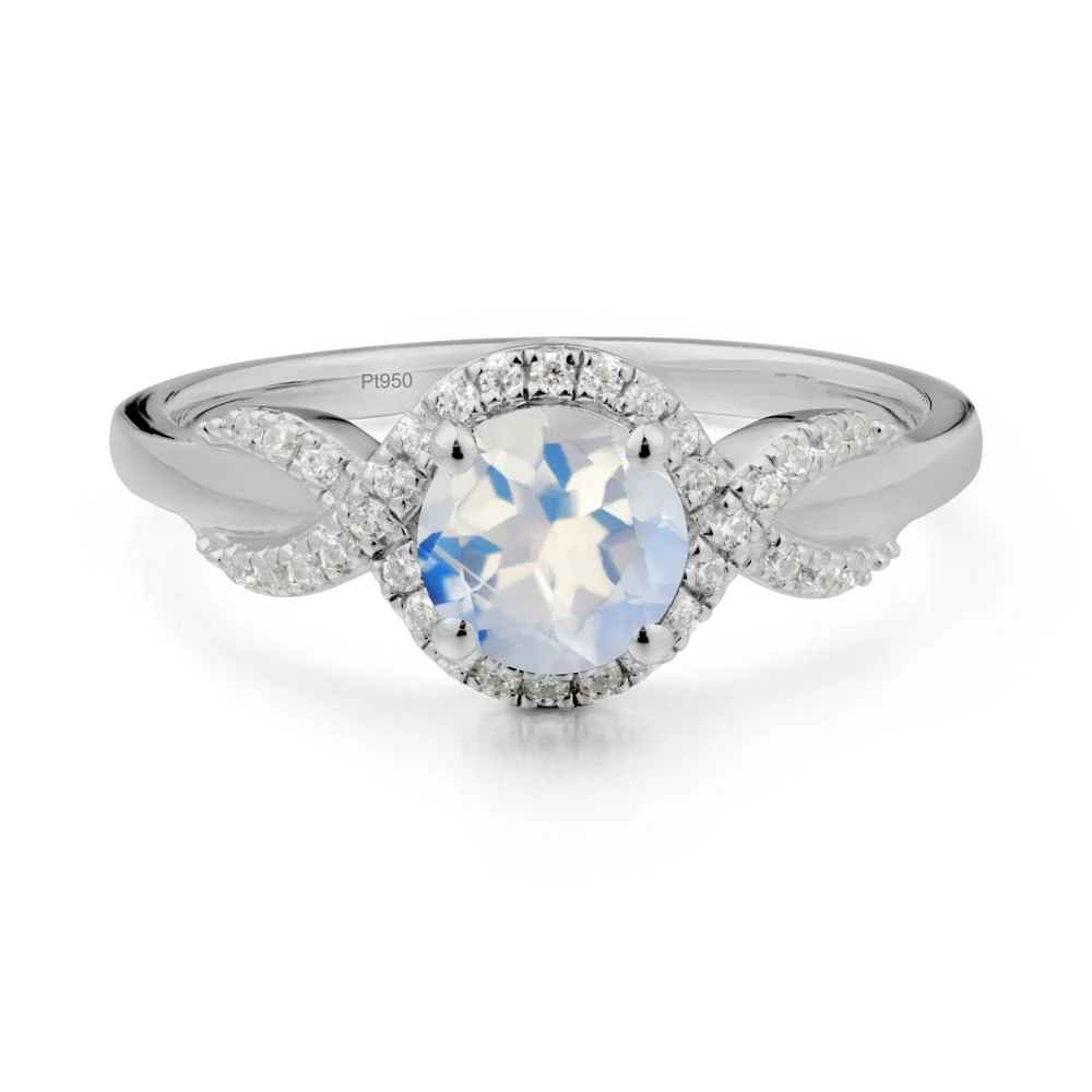 Twist Band Moonstone Halo Ring - Image 5