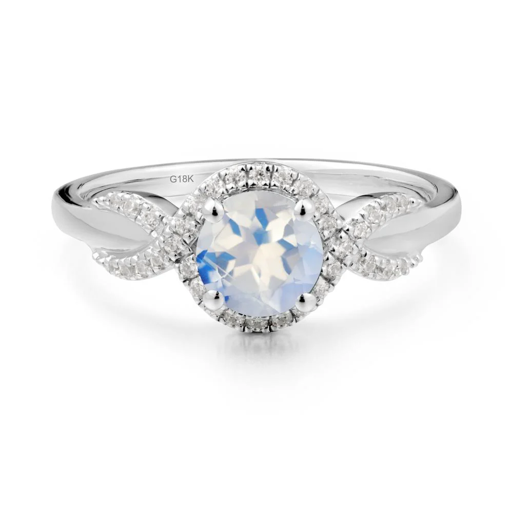 Twist Band Moonstone Halo Ring - Image 6