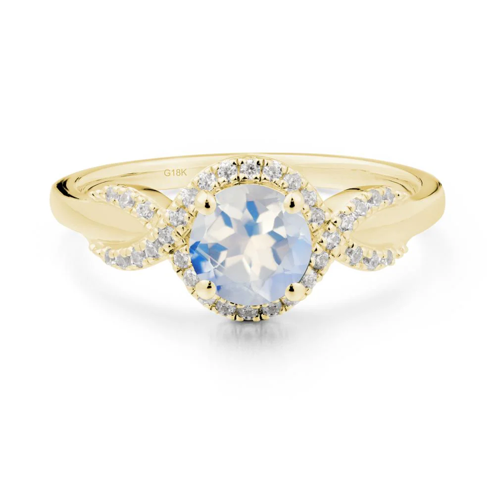 Twist Band Moonstone Halo Ring - Image 7