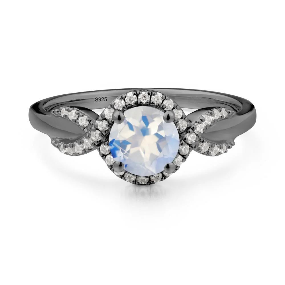 Twist Band Moonstone Halo Ring - Image 8