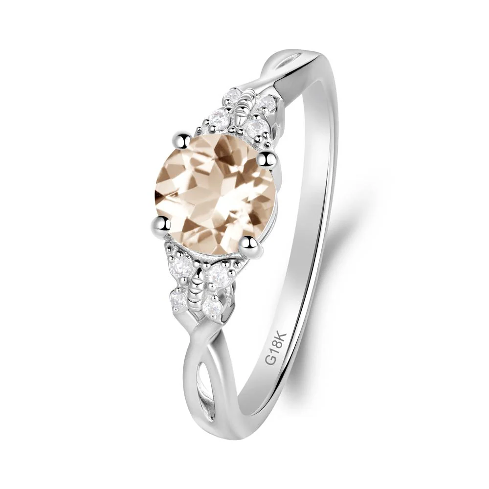 Twist Band Morganite Ring with Butterfly Accent - Image 2