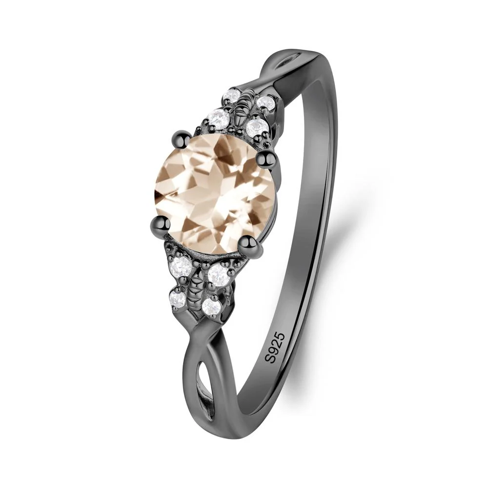 Twist Band Morganite Ring with Butterfly Accent - Image 6