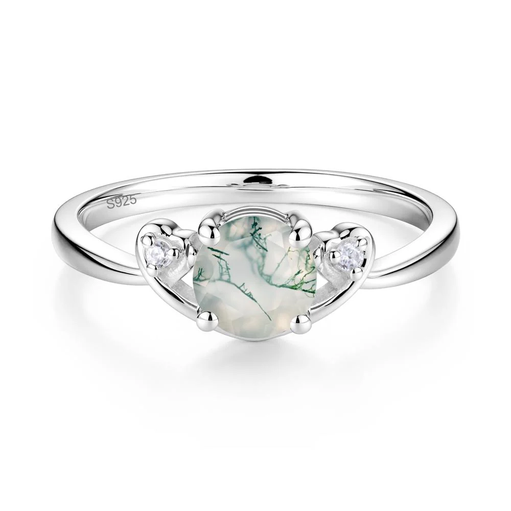 Twist Band Moss Agate Promise Ring - Image 8