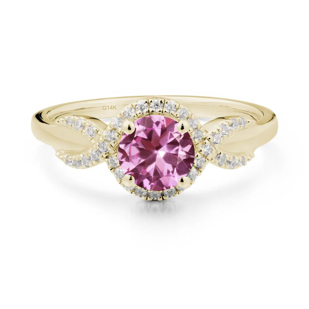 Twist Band Pink Sapphire Engagement Ring