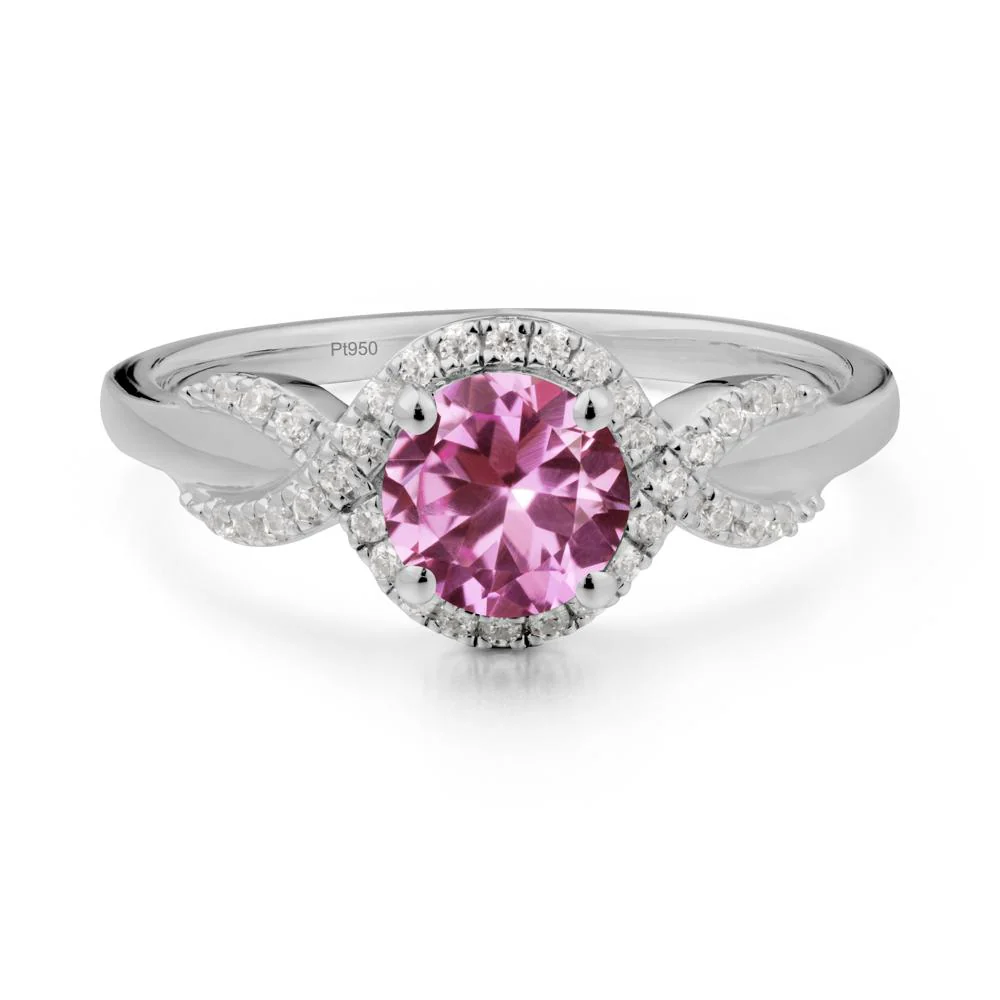 Twist Band Pink Sapphire Engagement Ring - Image 2