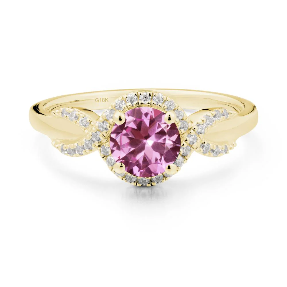Twist Band Pink Sapphire Engagement Ring - Image 4