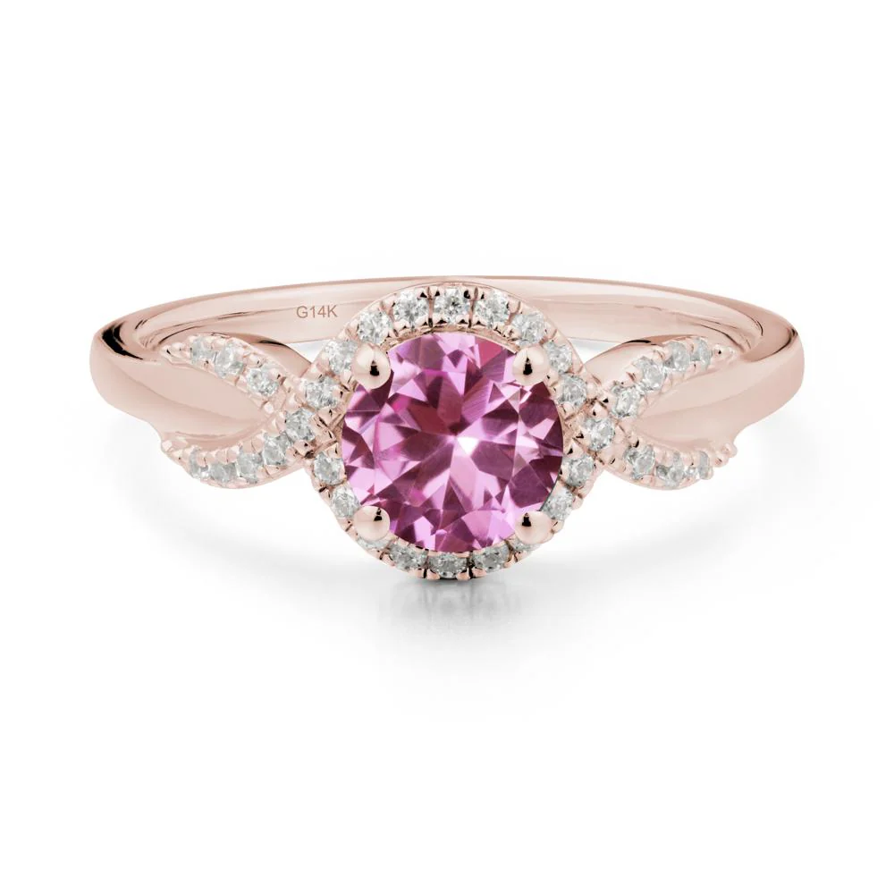 Twist Band Pink Sapphire Engagement Ring - Image 6