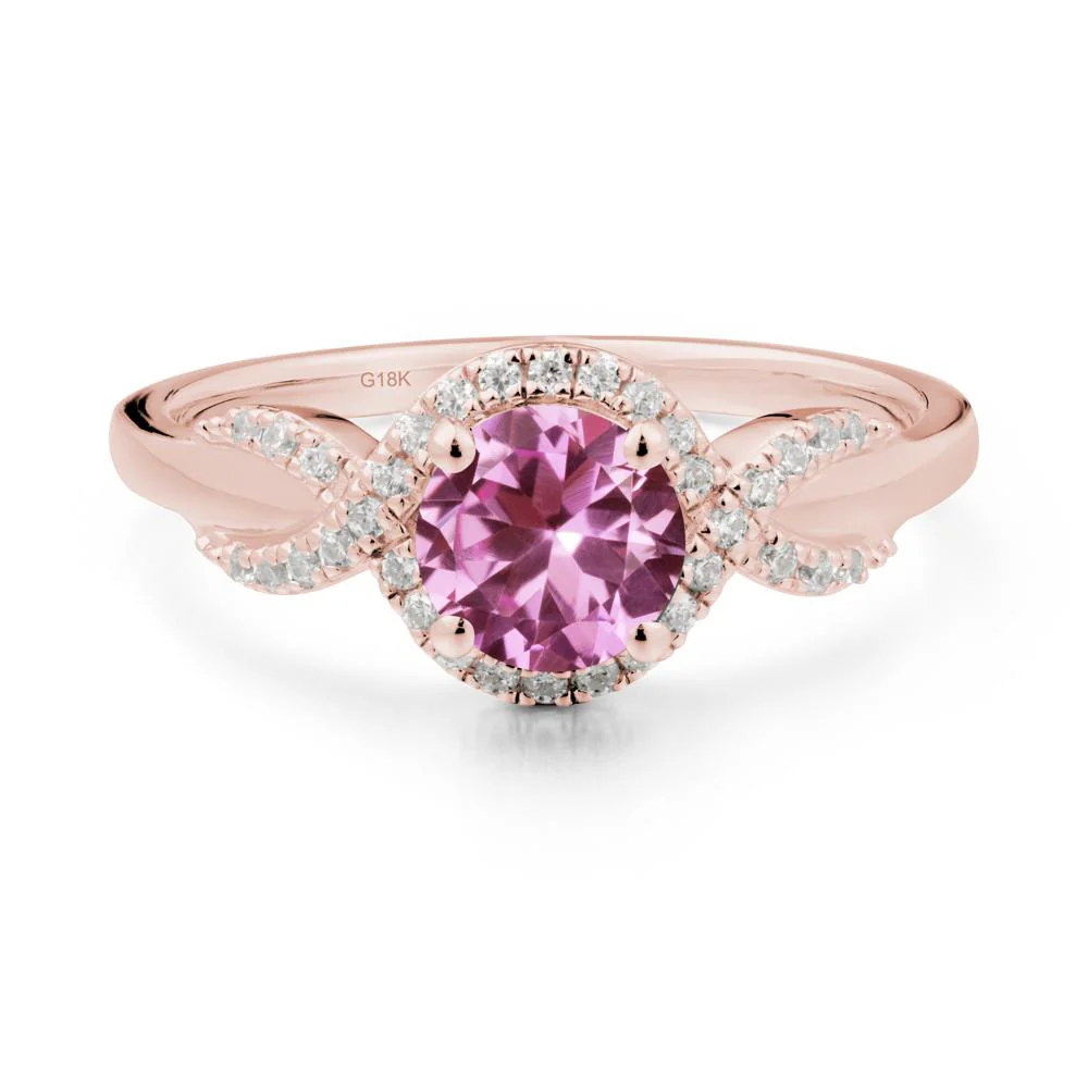Twist Band Pink Sapphire Engagement Ring - Image 8