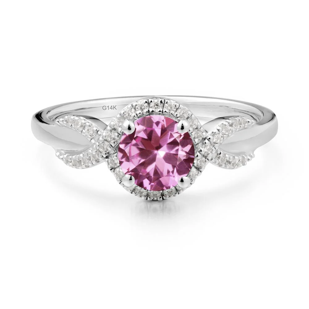 Twist Band Pink Sapphire Engagement Ring - Image 9