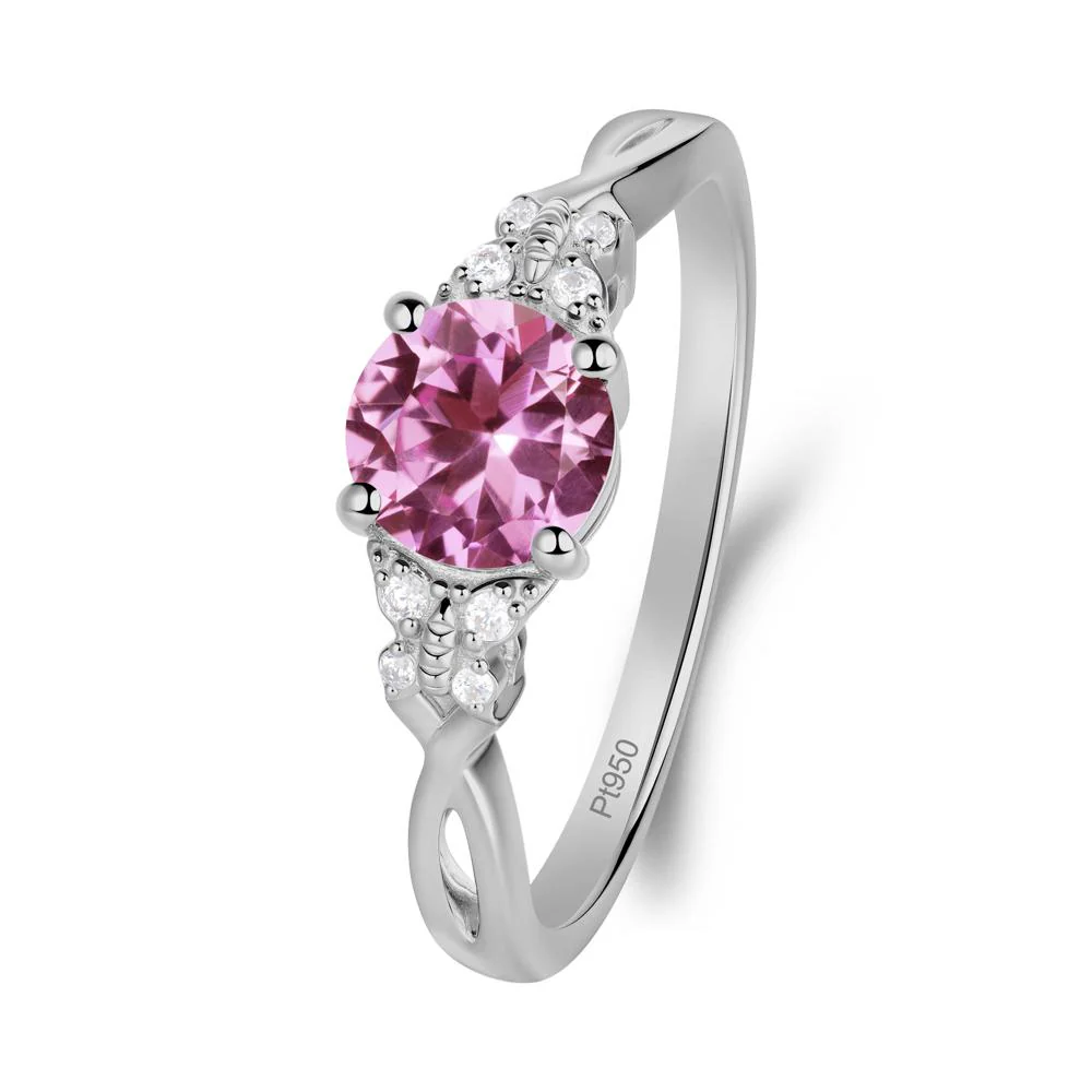 Twist Band Pink Sapphire Ring with Butterfly Accent - Image 4
