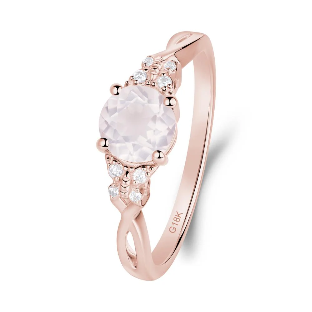 Twist Band Rose Quartz Ring with Butterfly Accent - Image 3