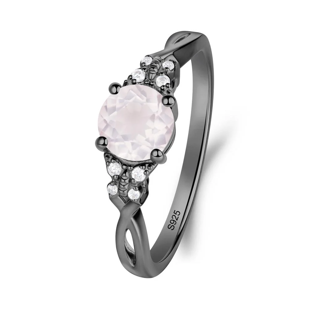 Twist Band Rose Quartz Ring with Butterfly Accent - Image 4
