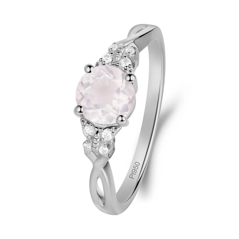 Twist Band Rose Quartz Ring with Butterfly Accent - Image 9