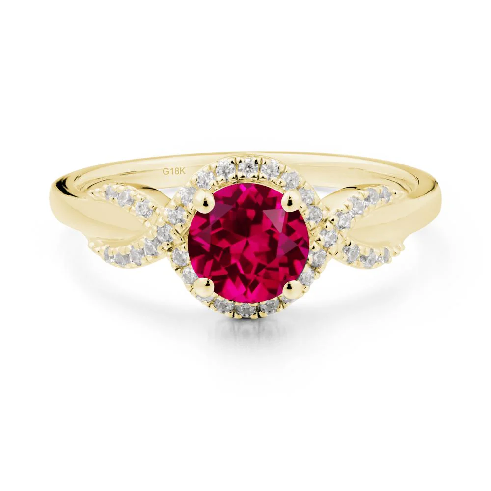 Twist Band Ruby Halo Ring - Image 3