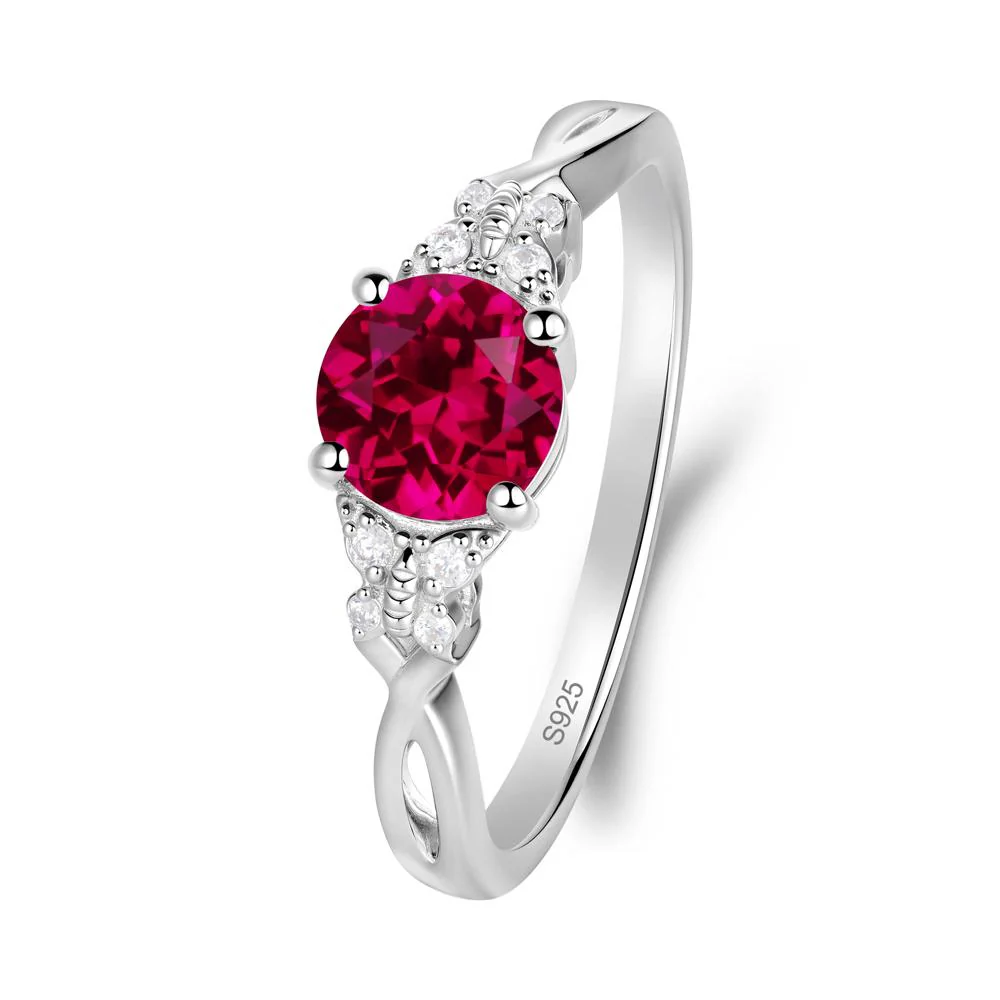 Twist Band Ruby Ring with Butterfly Accent - Image 6