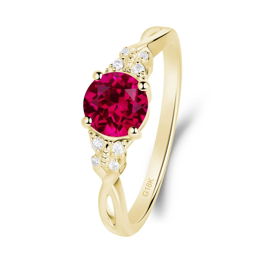 Twist Band Ruby Ring with Butterfly Accent - Image 7