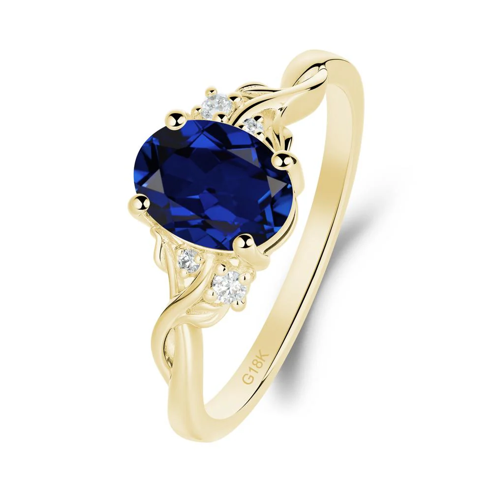 Twist Band Sapphire Leaf Ring - Image 5