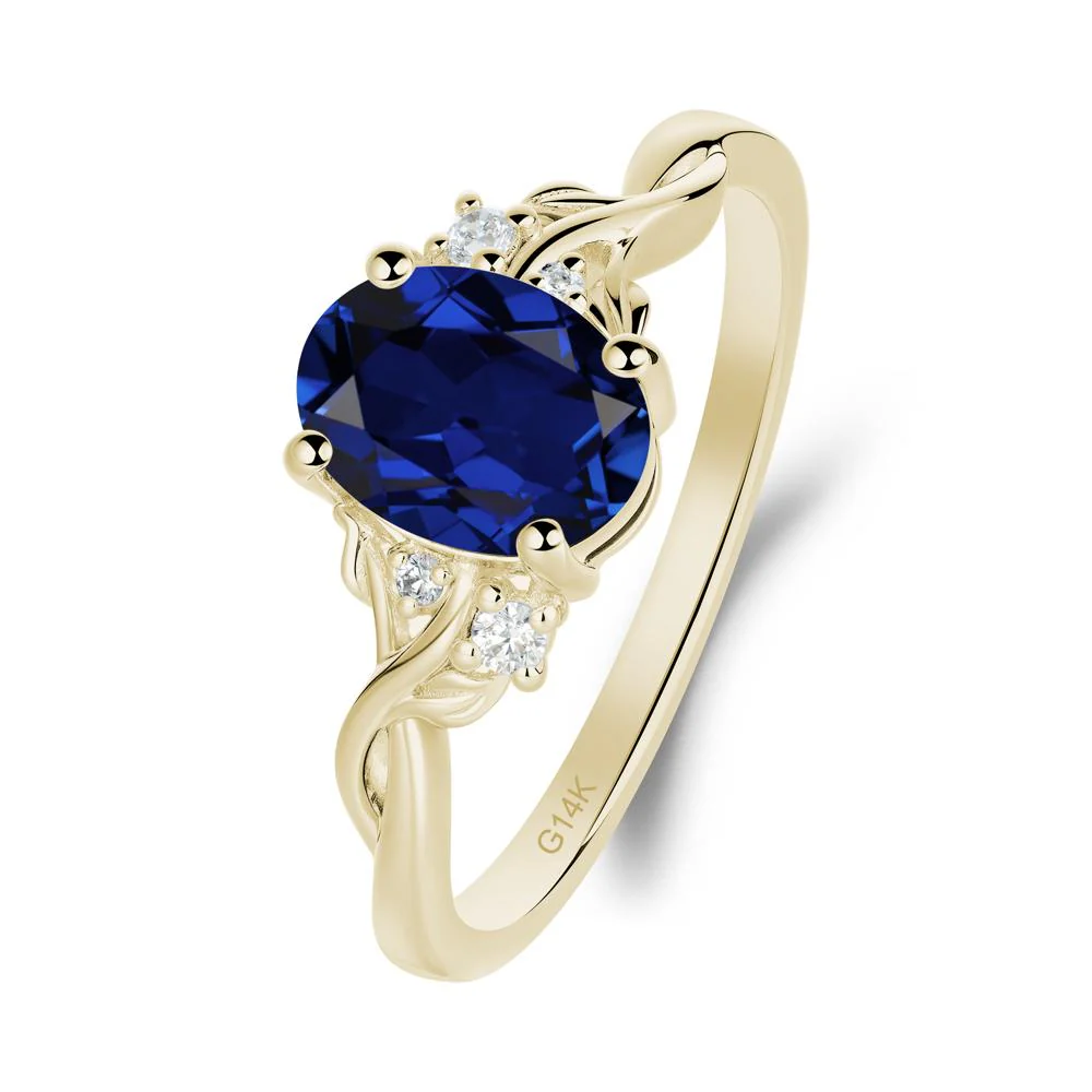 Twist Band Sapphire Leaf Ring - Image 7