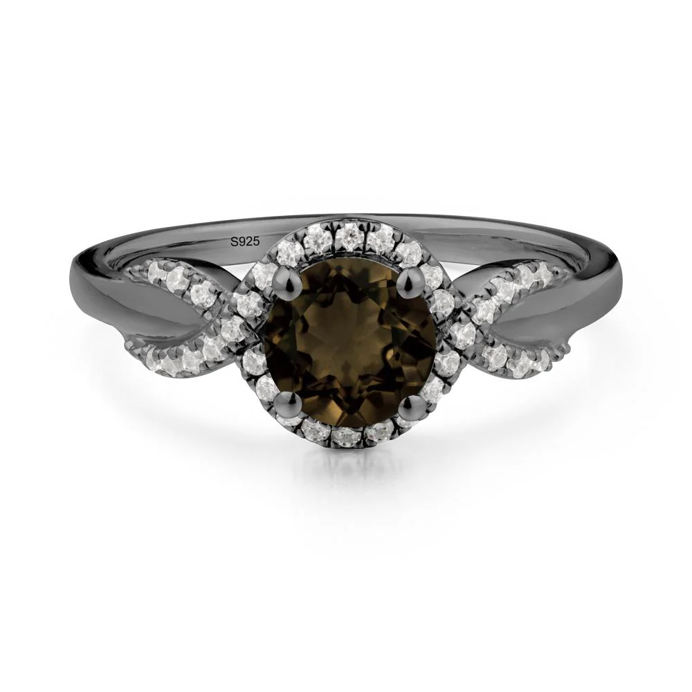Twist Band Smoky Quartz Engagement Ring - Image 2
