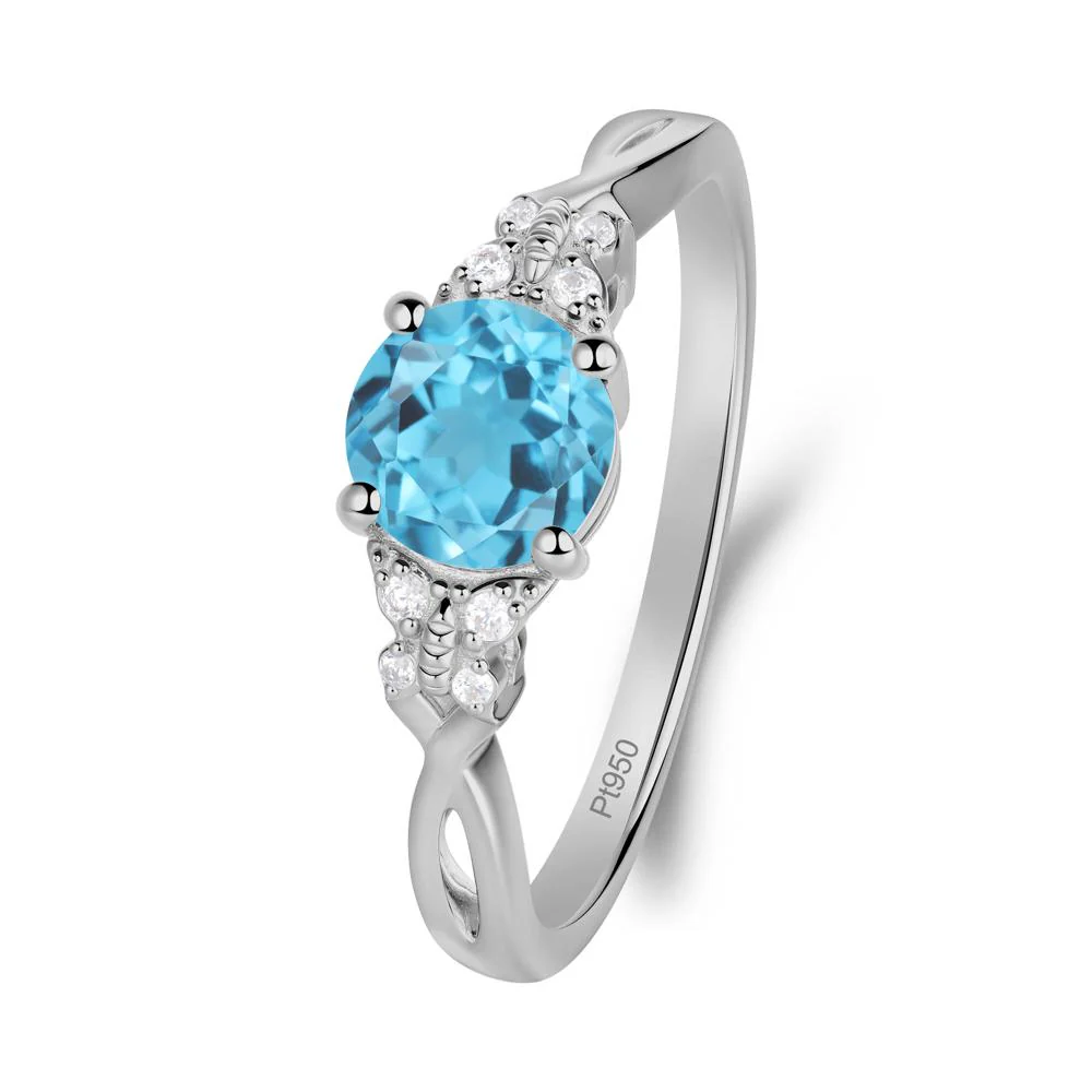 Twist Band Swiss Blue Topaz Ring with Butterfly Accent - Image 5