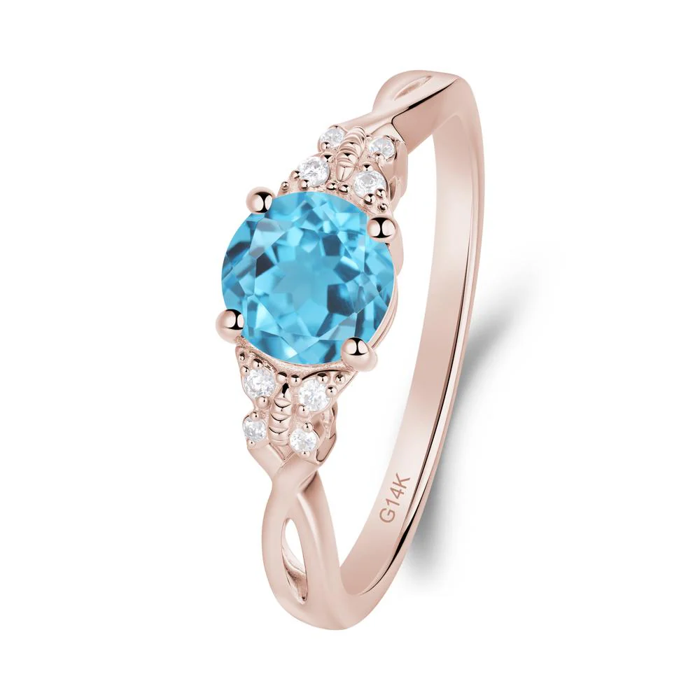 Twist Band Swiss Blue Topaz Ring with Butterfly Accent - Image 6