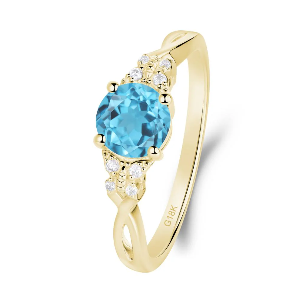 Twist Band Swiss Blue Topaz Ring with Butterfly Accent - Image 7