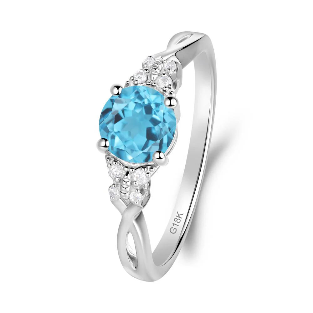 Twist Band Swiss Blue Topaz Ring with Butterfly Accent - Image 8