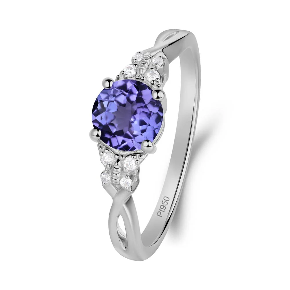 Twist Band Tanzanite Ring with Butterfly Accent
