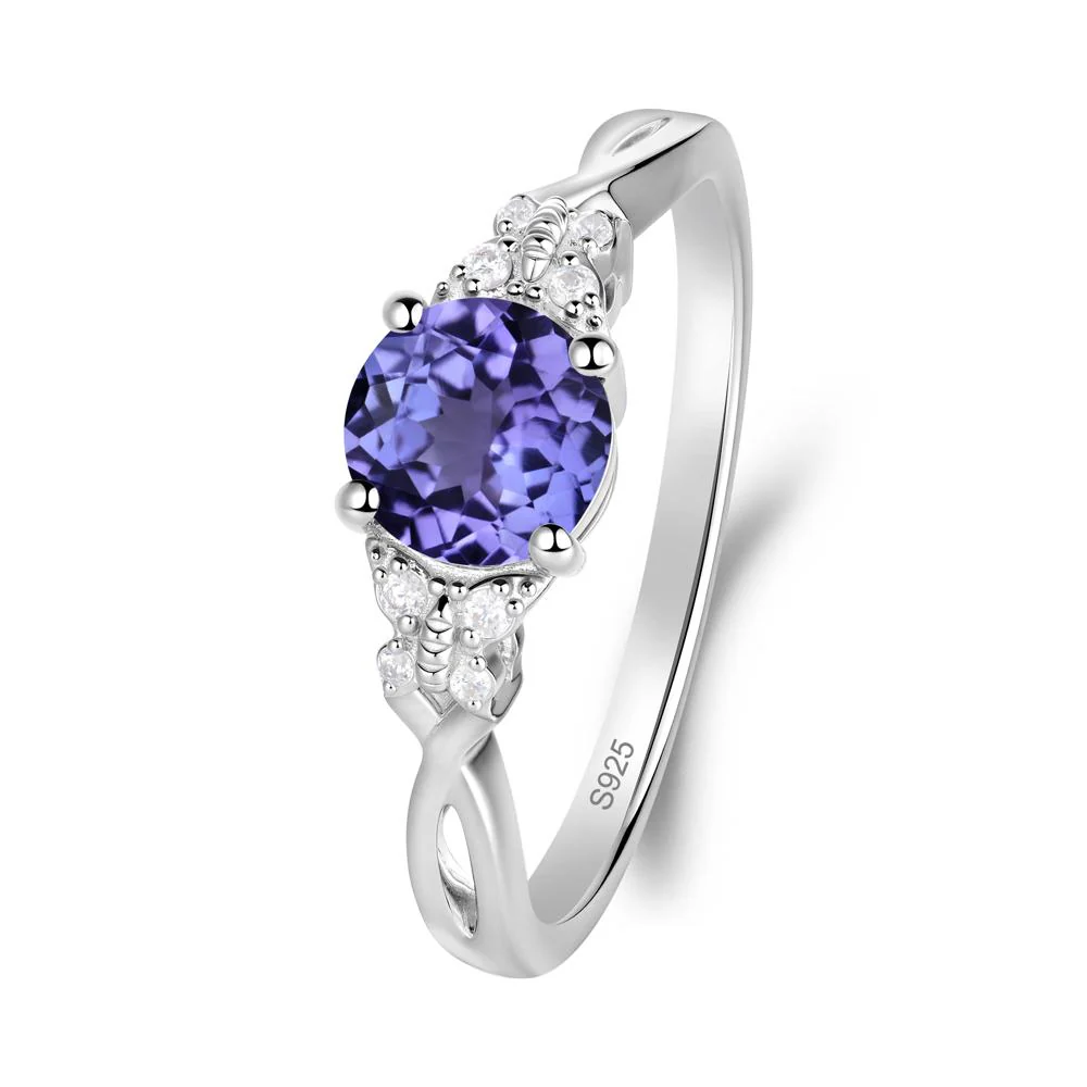 Twist Band Tanzanite Ring with Butterfly Accent - Image 6
