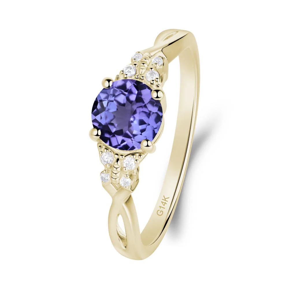 Twist Band Tanzanite Ring with Butterfly Accent - Image 8
