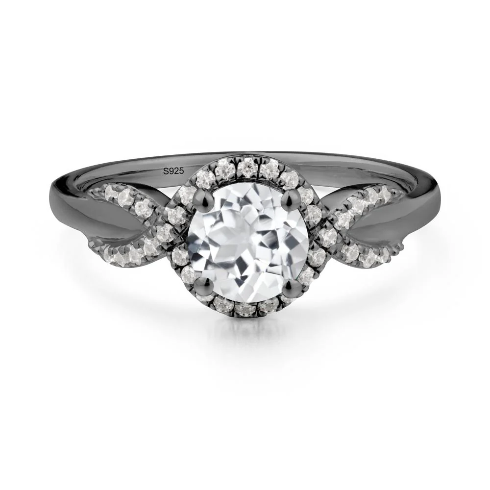 Twist Band White Topaz Halo Ring
