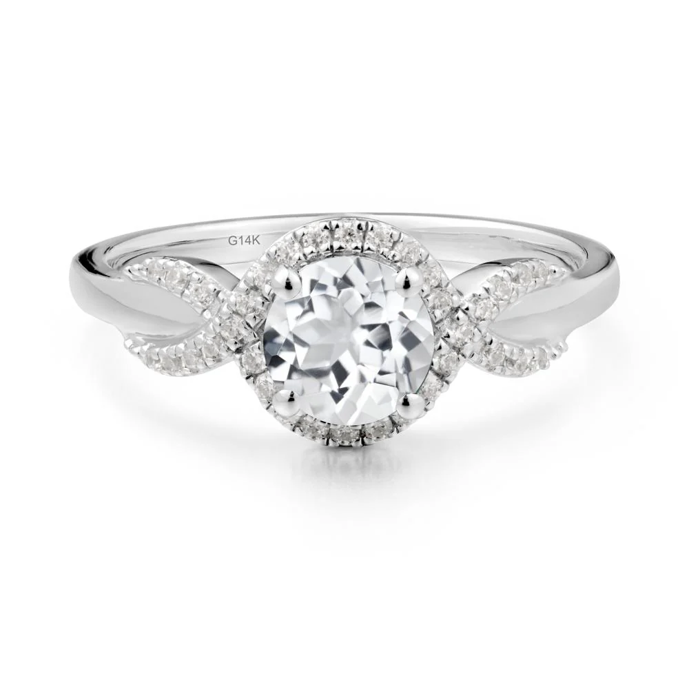 Twist Band White Topaz Halo Ring - Image 2