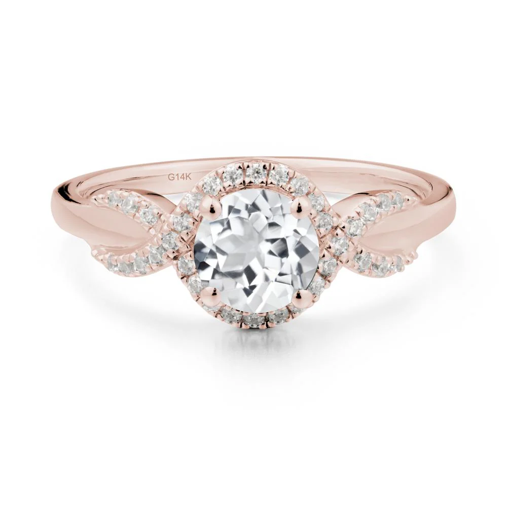 Twist Band White Topaz Halo Ring - Image 5
