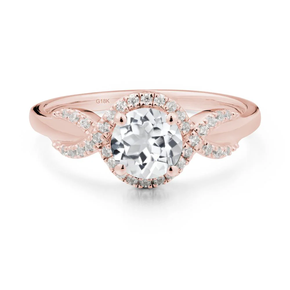 Twist Band White Topaz Halo Ring - Image 6