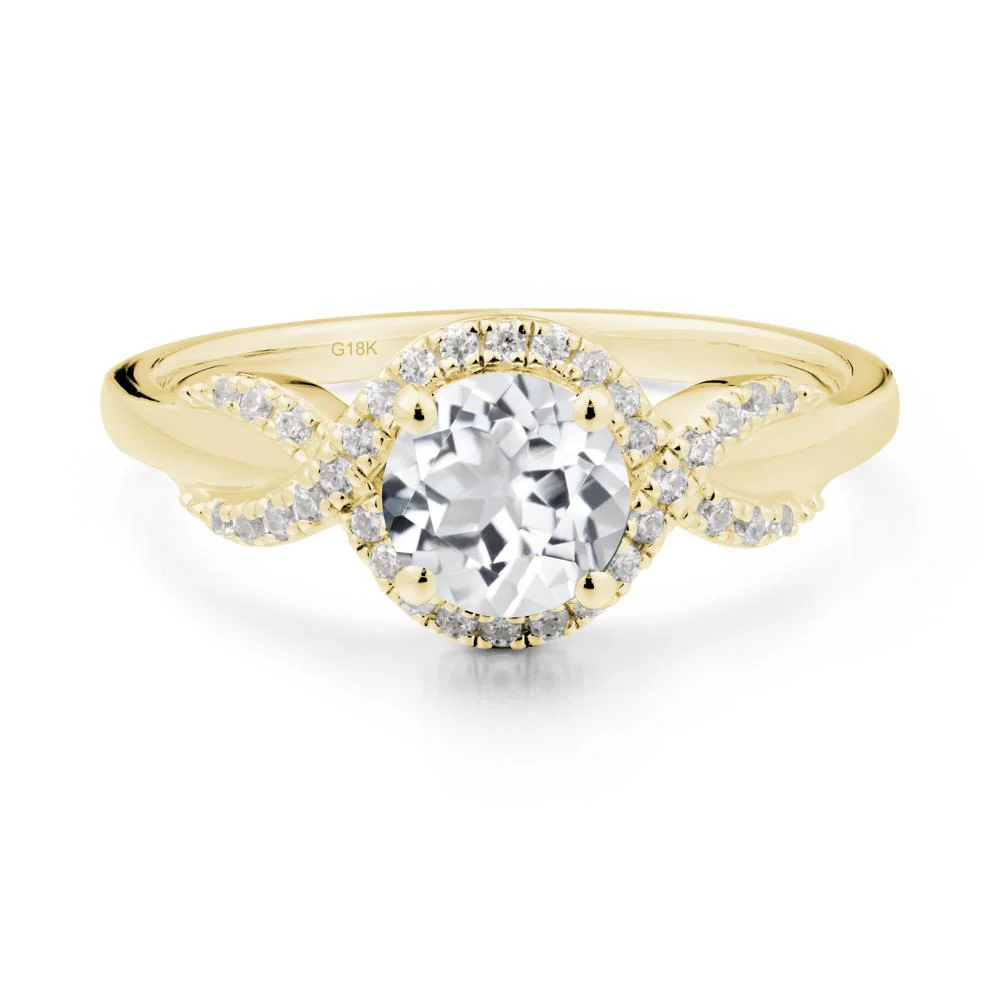 Twist Band White Topaz Halo Ring - Image 7