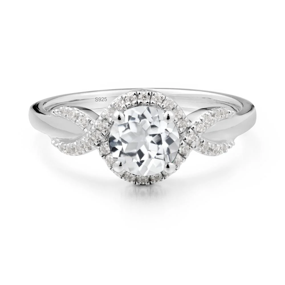 Twist Band White Topaz Halo Ring - Image 8
