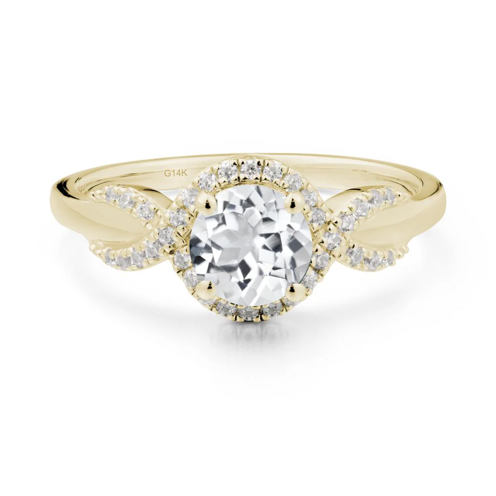Twist Band White Topaz Halo Ring - Image 9