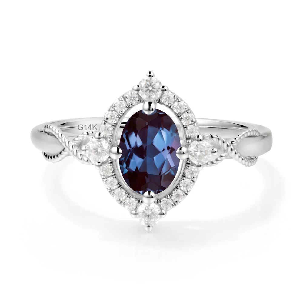 Twisted Band Alexandrite Halo Ring - Image 3