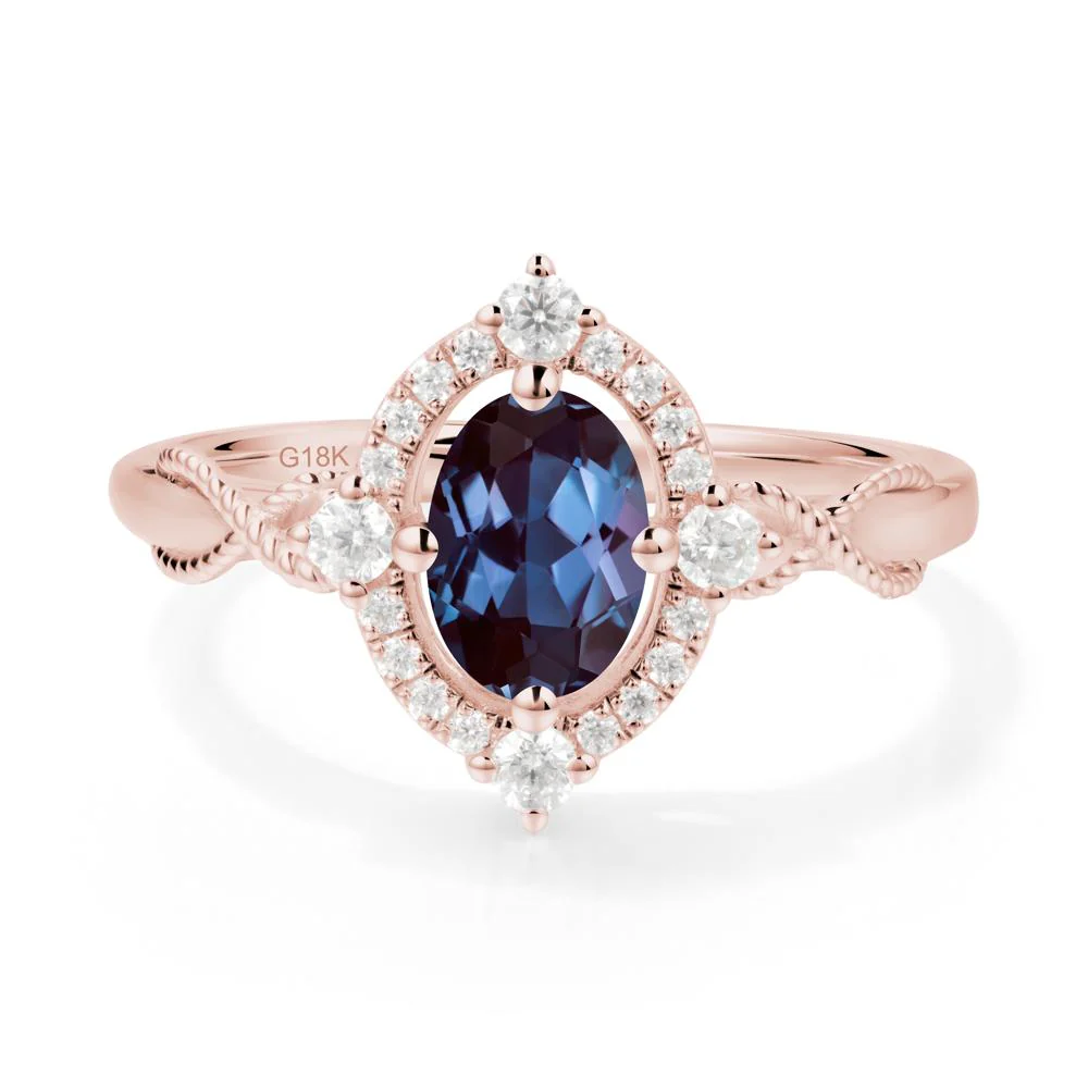 Twisted Band Alexandrite Halo Ring - Image 6