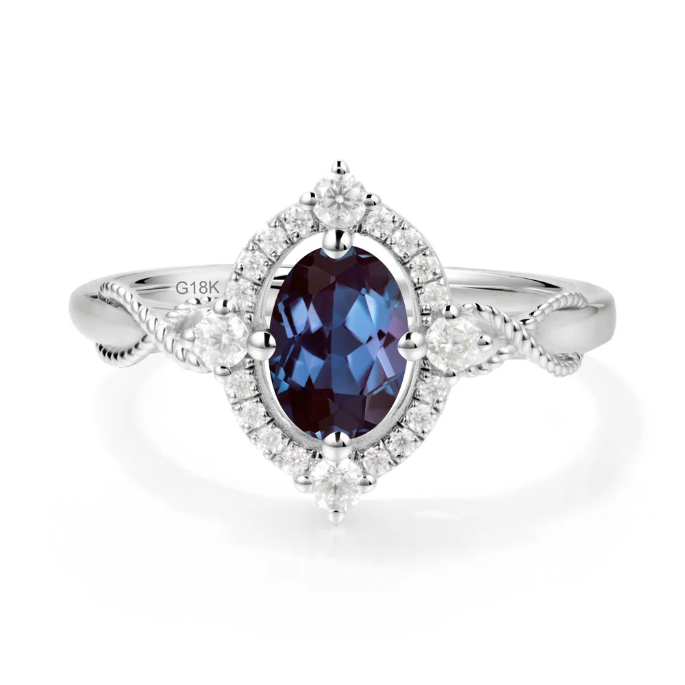 Twisted Band Alexandrite Halo Ring - Image 9