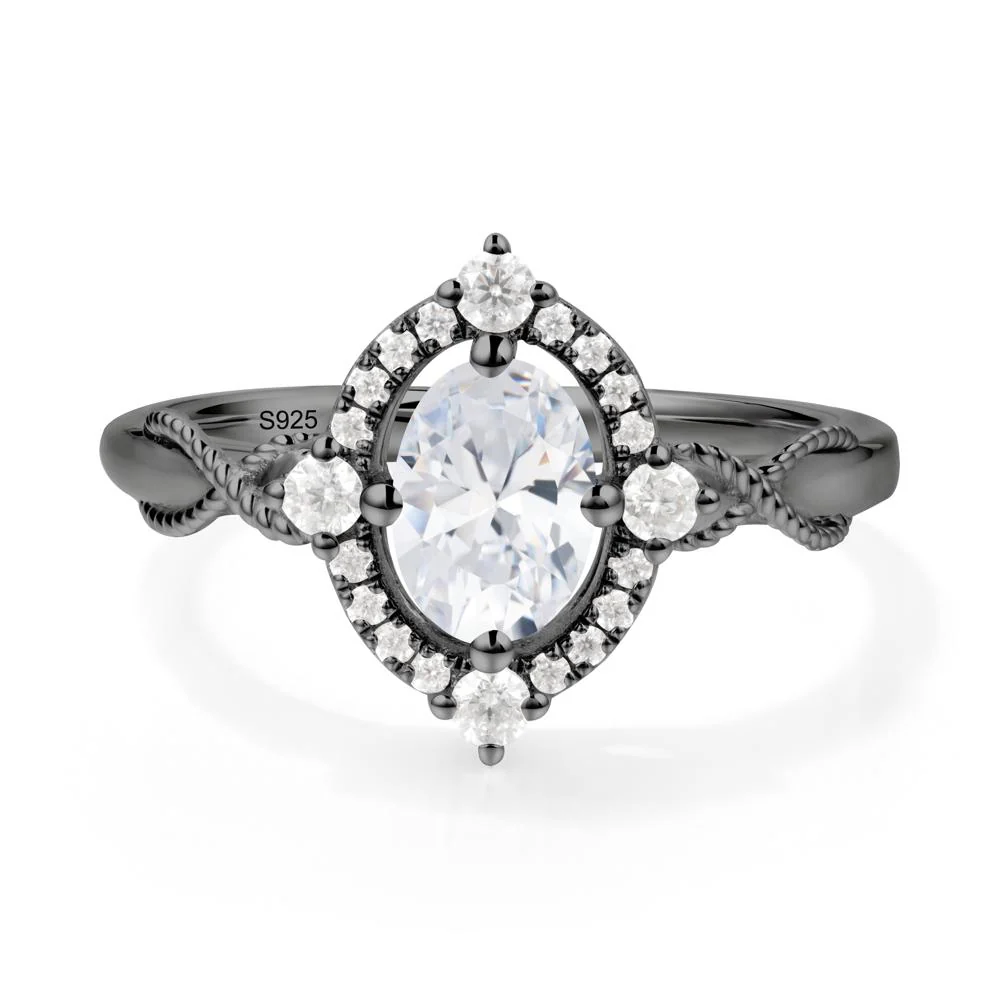 Twisted Band Cubic Zirconia Halo Ring - Image 2