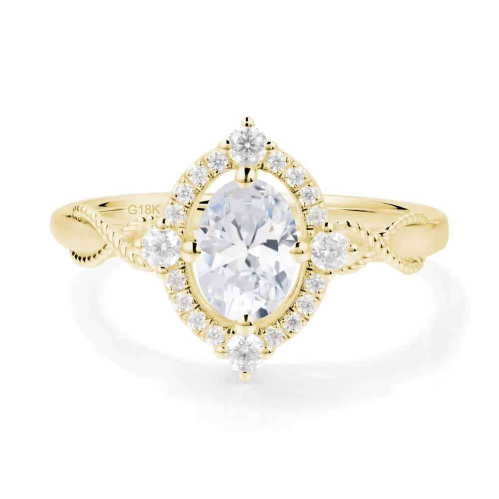 Twisted Band Cubic Zirconia Halo Ring - Image 3