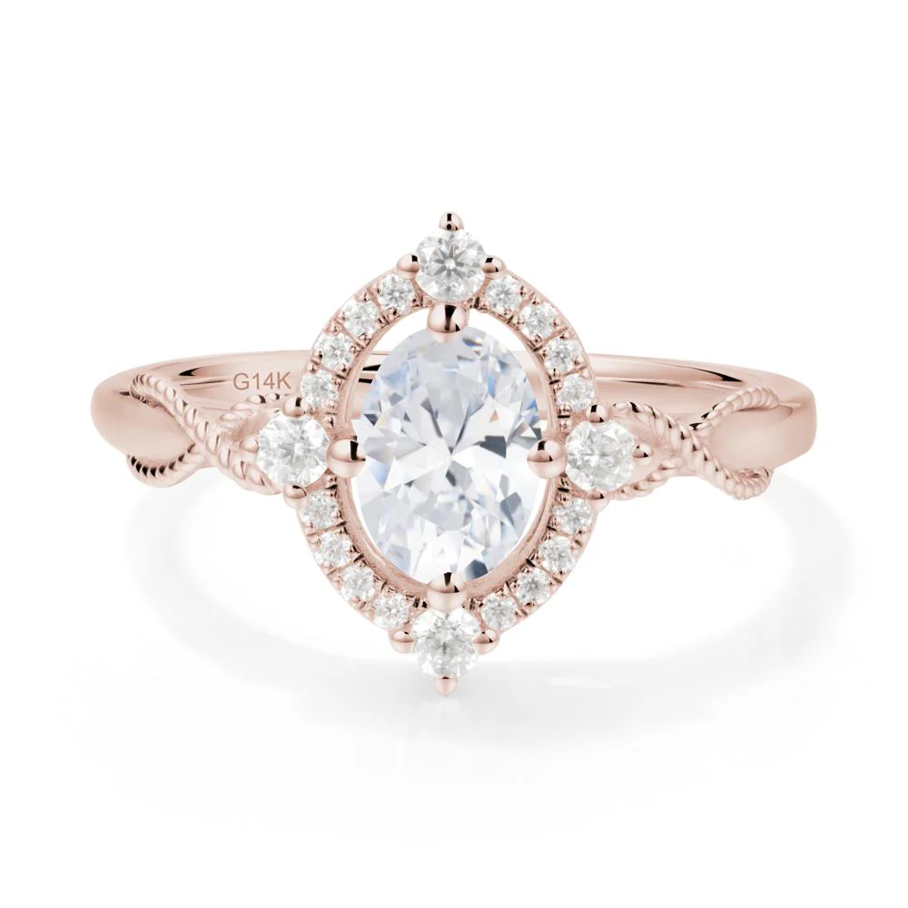 Twisted Band Cubic Zirconia Halo Ring - Image 4