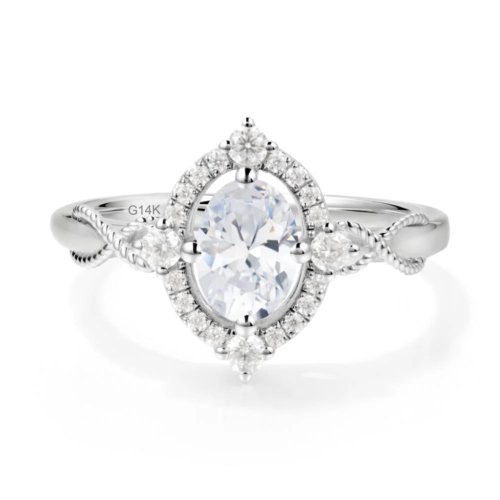 Twisted Band Cubic Zirconia Halo Ring - Image 7