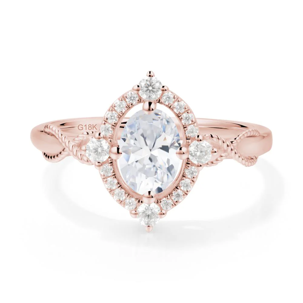 Twisted Band Cubic Zirconia Halo Ring - Image 9