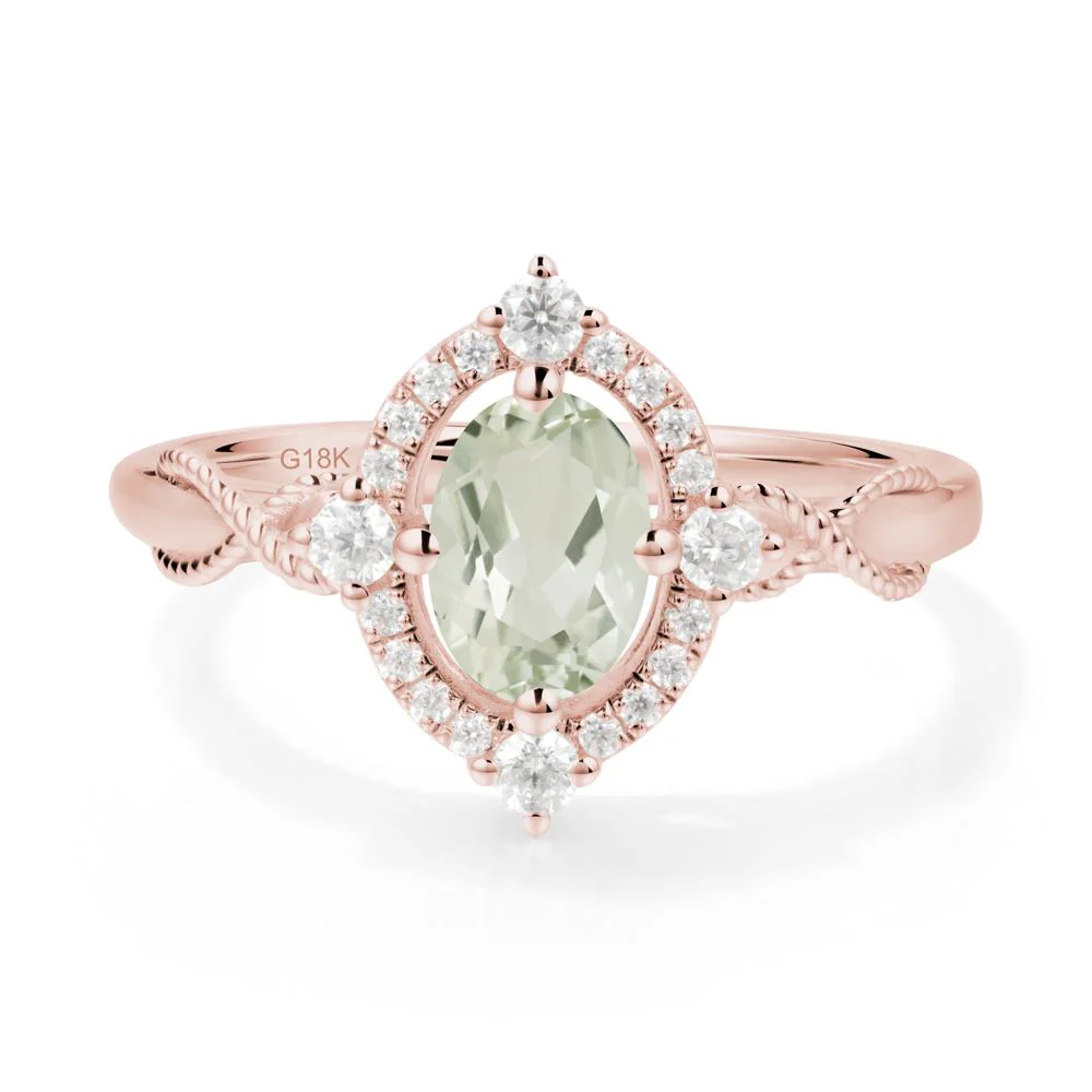 Twisted Band Green Amethyst Halo Ring - Image 2