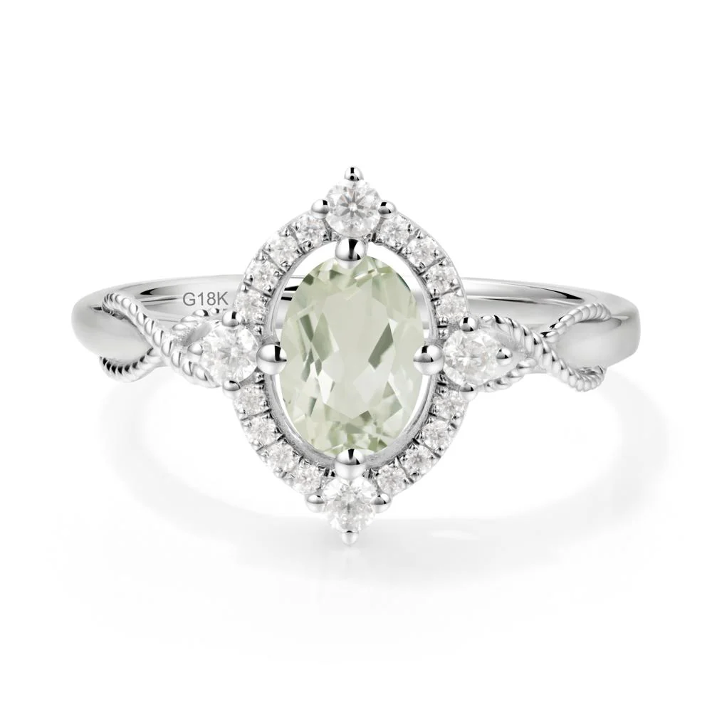 Twisted Band Green Amethyst Halo Ring - Image 8